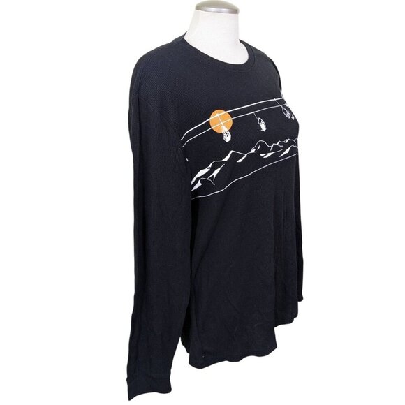 Old Navy Ski Graphic Thermal Tee Womens Plus XXL Black Long Sleeve Soft Washed - Picture 3 of 7